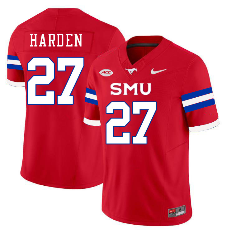 SMU Mustangs #27 T.J. Harden Jersey College Football Uniforms-Red